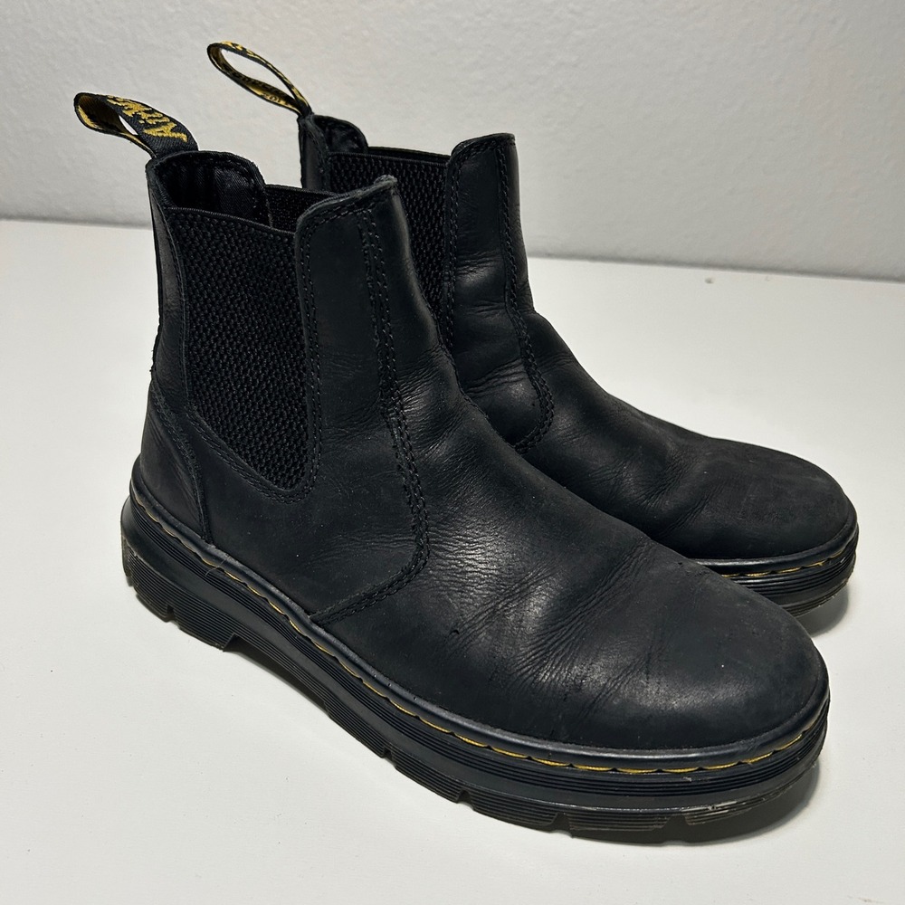 Dr. Martens Embury Black Wyoming Leather Chelsea Boots AW004 Mens 5 Womens 6